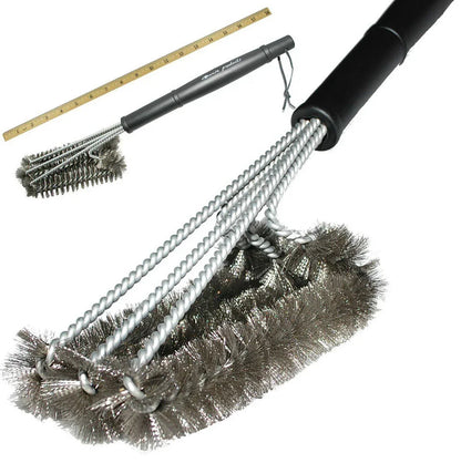 BBQ Grill Cleaning Brush – 3-in-1 Stainless Steel Bristle Brush for Easy Grill Cleaning