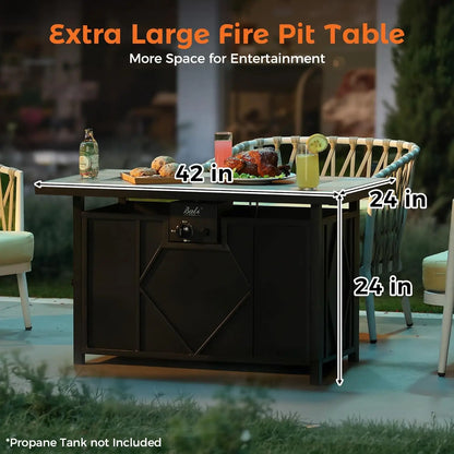42 Inch Propane Fire Pit Table Outdoor Patio Heater with Ceramic Top & Steel Frame
