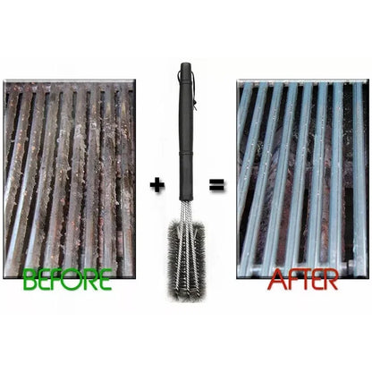 BBQ Grill Cleaning Brush – 3-in-1 Stainless Steel Bristle Brush for Easy Grill Cleaning