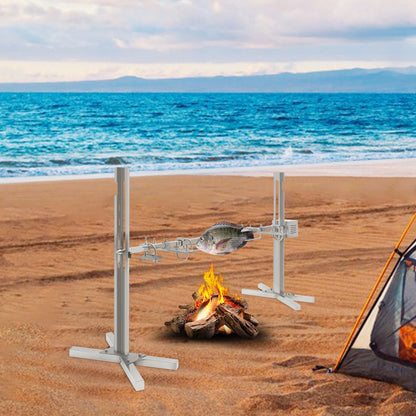 Electric Stainless Steel Rotisserie Grill – 360° Rotation, Adjustable Height for Outdoor Cooking