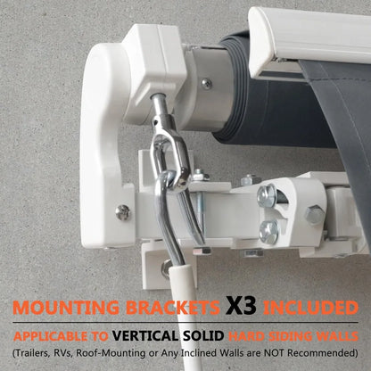 12' x 10' Manual Retractable Outdoor Awning with Crank Handle & Canopy for Patio, Deck & Backyard