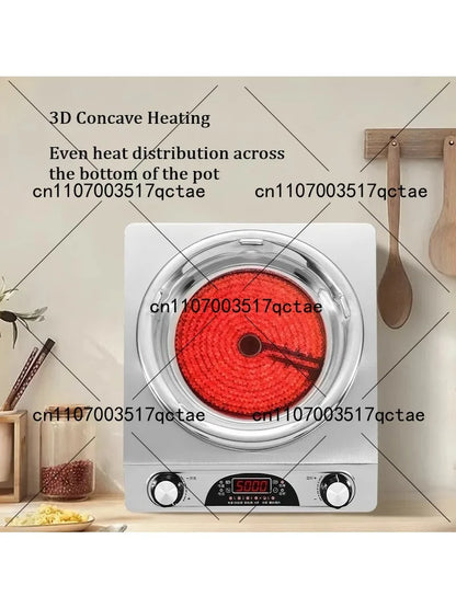 High Power Concave Induction Cooktop Ceramic Multifunctional Hot Pot BBQ Stir Fry Burner Compatible with All Pots