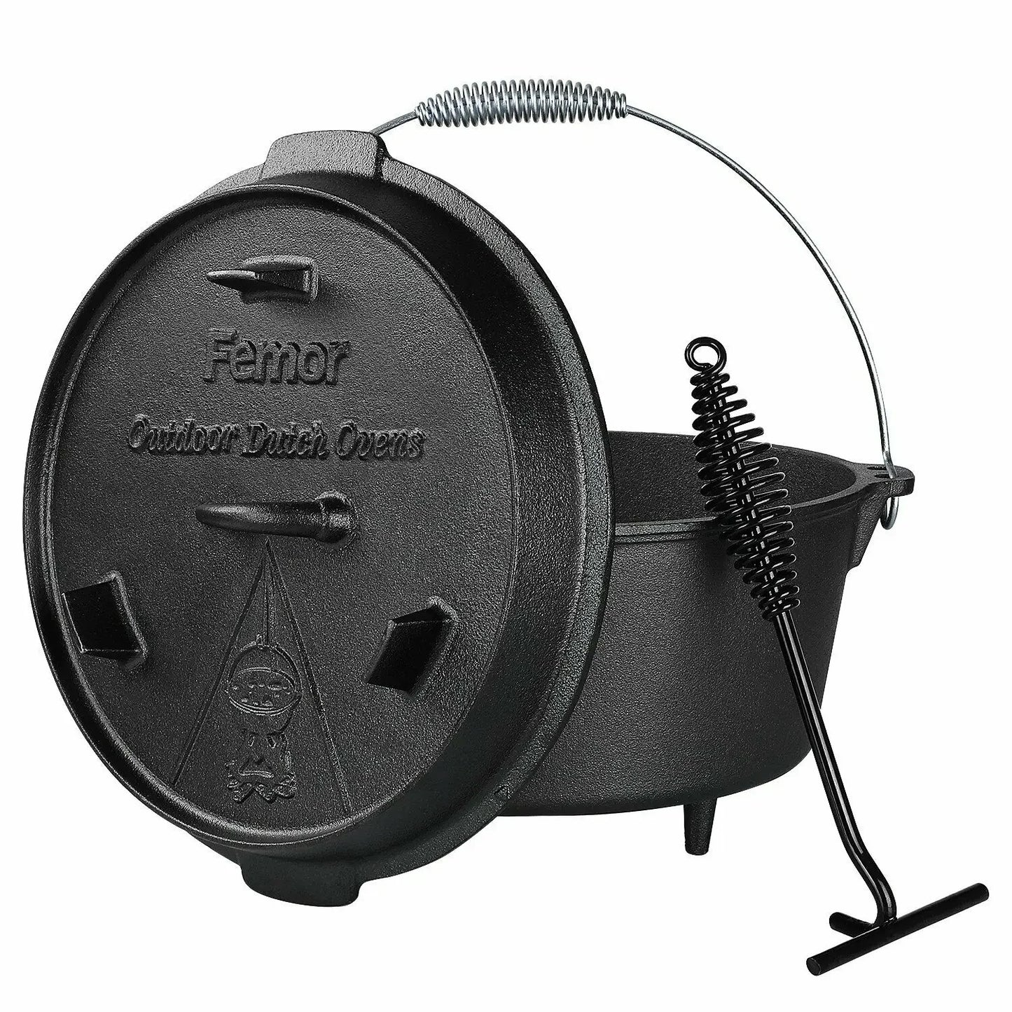 Cast Iron Dutch Oven (5/9/12.5 Qt) – Outdoor Camping Pot for Stew, Soup, BBQ & Picnic Cooking