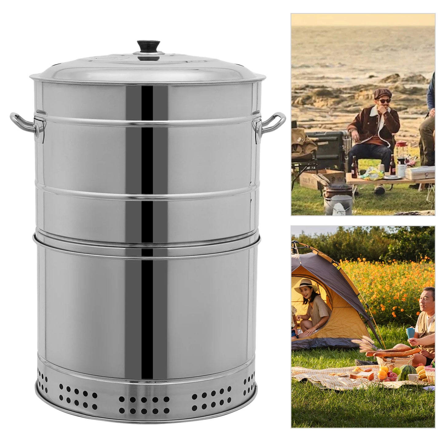 16-Inch Portable Charcoal BBQ Grill – Smokeless Vertical Rotating Kebab Machine with 50 Skewers