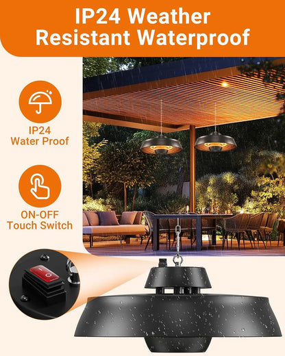 Limited Time Offer! 1500W Outdoor Hanging Heater 3S Fast Heating with Remote Adjustable Height Waterproof