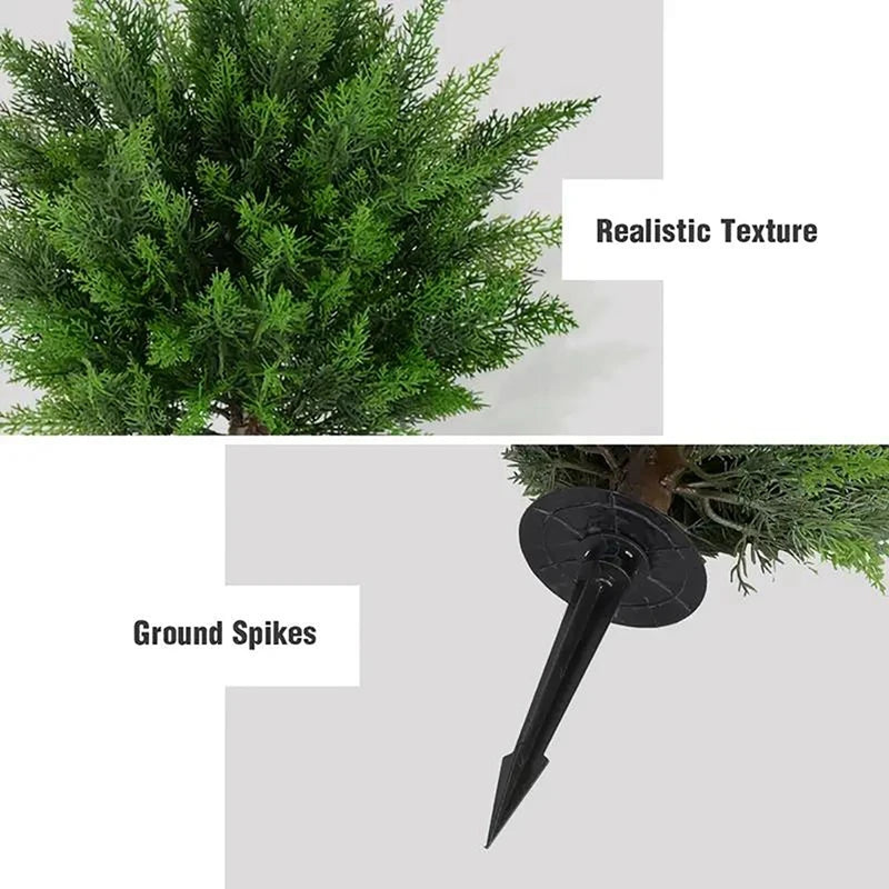 2PCS Outdoor Artificial Topiary Ball Trees UV Resistant Faux Bushes Potted Plants Door Porch Decoration Artificial Ball Trees
