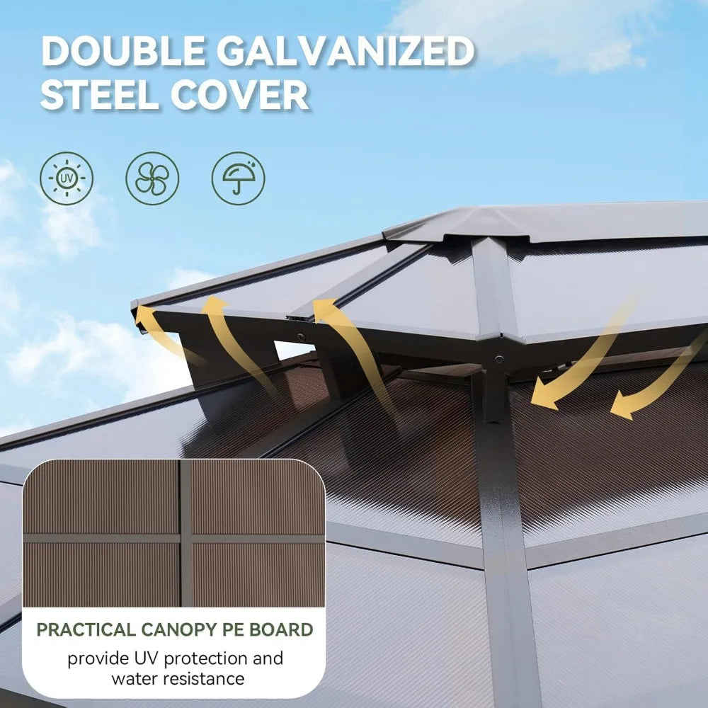 8' x 5' Grill Gazebo with Polycarbonate Roof & Shelves