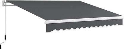 13' x 8' Retractable Patio Awning with Manual Crank & UV-Resistant Fabric