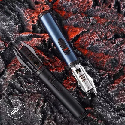 Planet Lightsaber Metal Torch Lighter – Windproof 360° Turbine Jet Flame for BBQ, & Cigars (Butane)