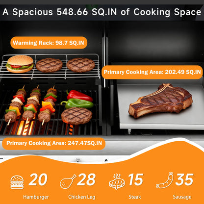 Gas Grill & Flat-Top Griddle Combo, 54,000 BTU Dual Cooking System, 5-Burner Grill Stove, Stainless Steel Panel for Outdoor Cooking.