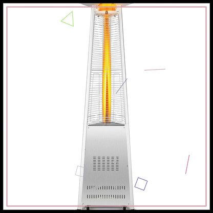 42,000 BTU Outdoor Propane Heater with Tip-Over Protection, Quartz Glass Tube, Wheels for Patio Heating