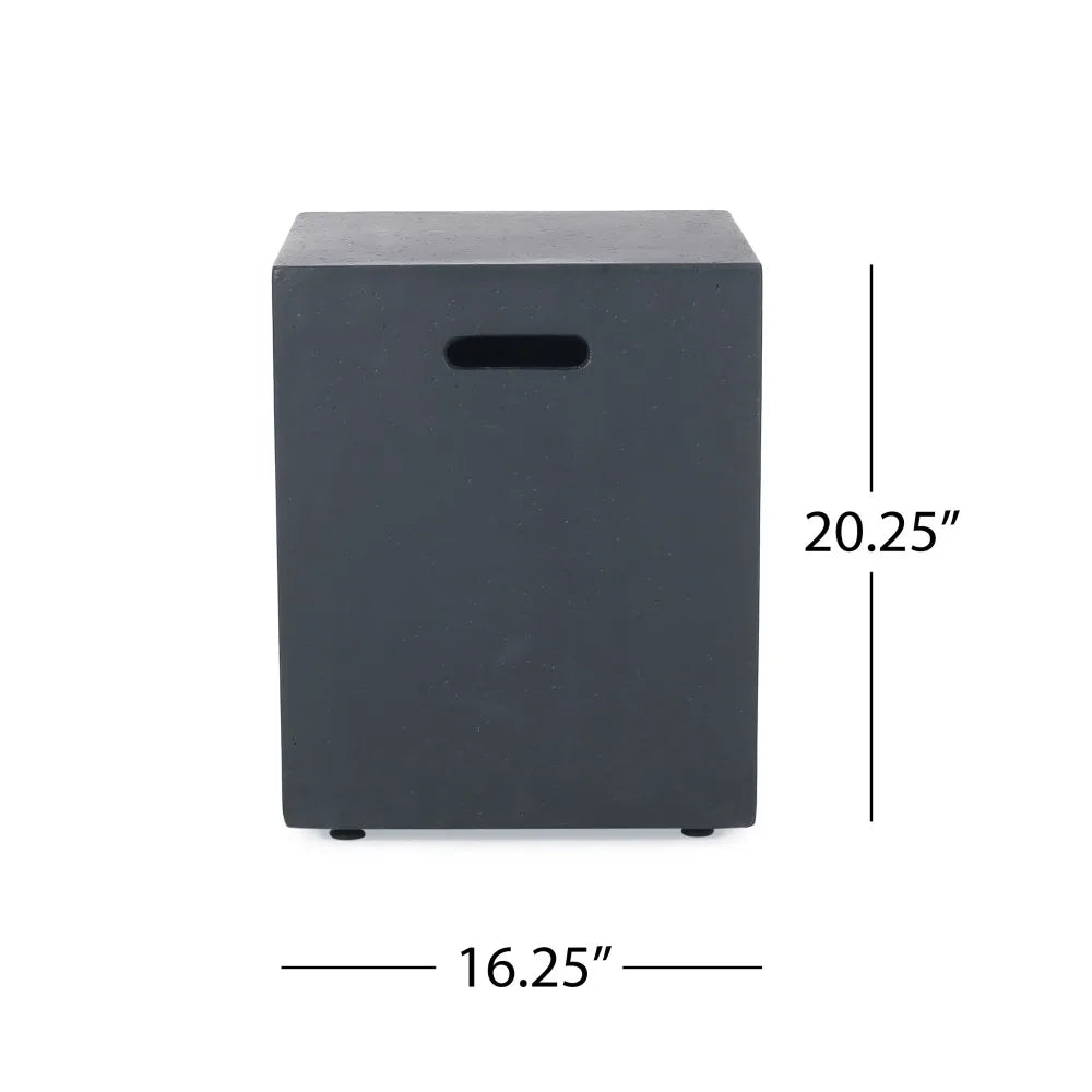 M138 Round Outdoor Concrete Propane Fire Pit-Modern Light Grey for Patio- Garden and Backyard. No Assembly Needed for Camping