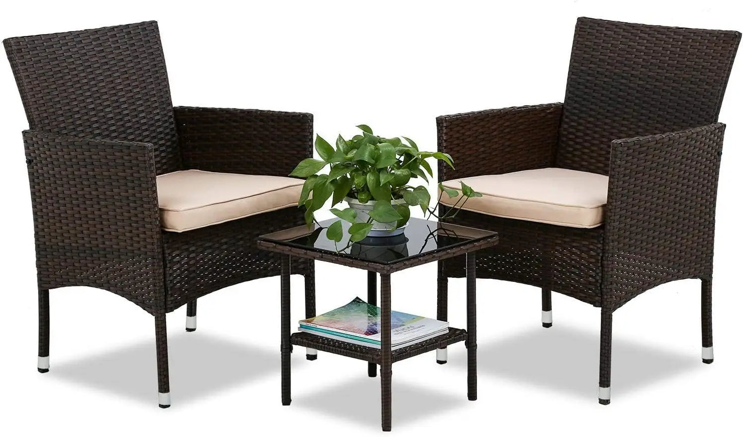 5-Piece Outdoor Patio Furniture Set – Wicker Rattan Sectional Sofa & Chairs for Backyard & Porch