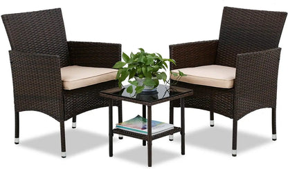 5-Piece Outdoor Patio Furniture Set – Wicker Rattan Sectional Sofa & Chairs for Backyard & Porch