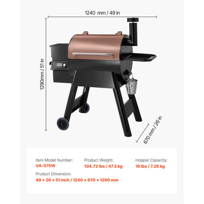 SucceBuy Wood Pellet Grill Smoker with Wi-Fi App Control, LCD Screen Controller & Outdoor BBQ Cooking