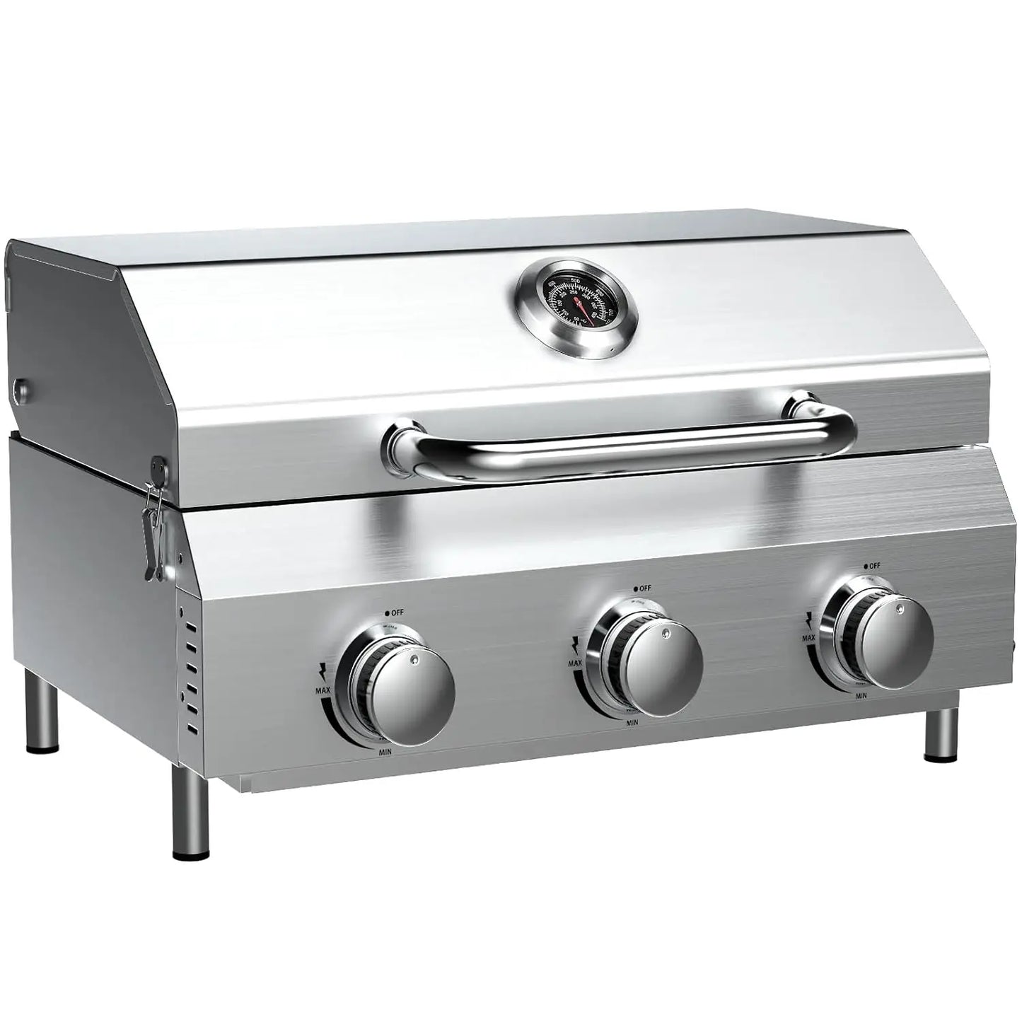20000 BTU 2-Burner Tabletop Gas Grill – Stainless Steel Grill with Glass Lid, Portable Outdoor Cooking Grill