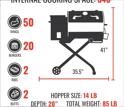 Portable Electric Pellet Grill & Smoker with Sear Function