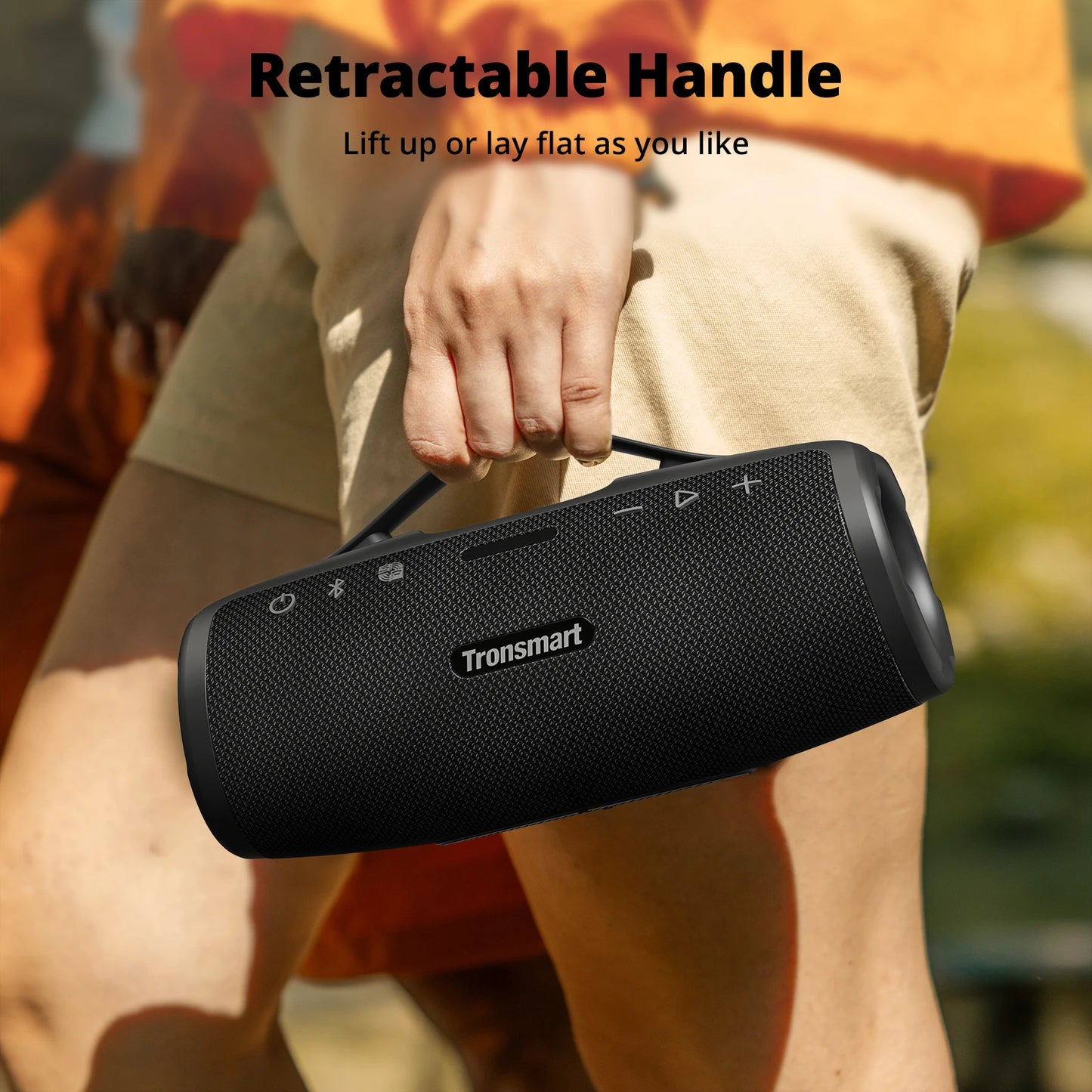 Tronsmart Mirtune S100 Bluetooth Speaker, 50W Powerful Sound, IPX7 Waterproof, Retractable Handle, Built-in Power Bank