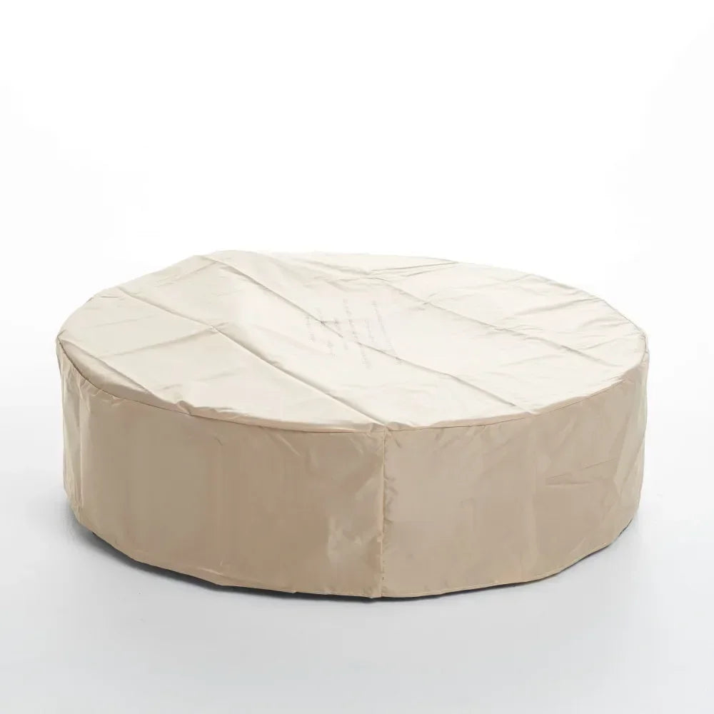 M138 Round Outdoor Concrete Propane Fire Pit-Modern Light Grey for Patio- Garden and Backyard. No Assembly Needed for Camping