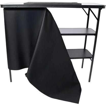 Portable Outdoor Bar Station with Folding Counter and Black Skirt - Travel Table Set for Bartending