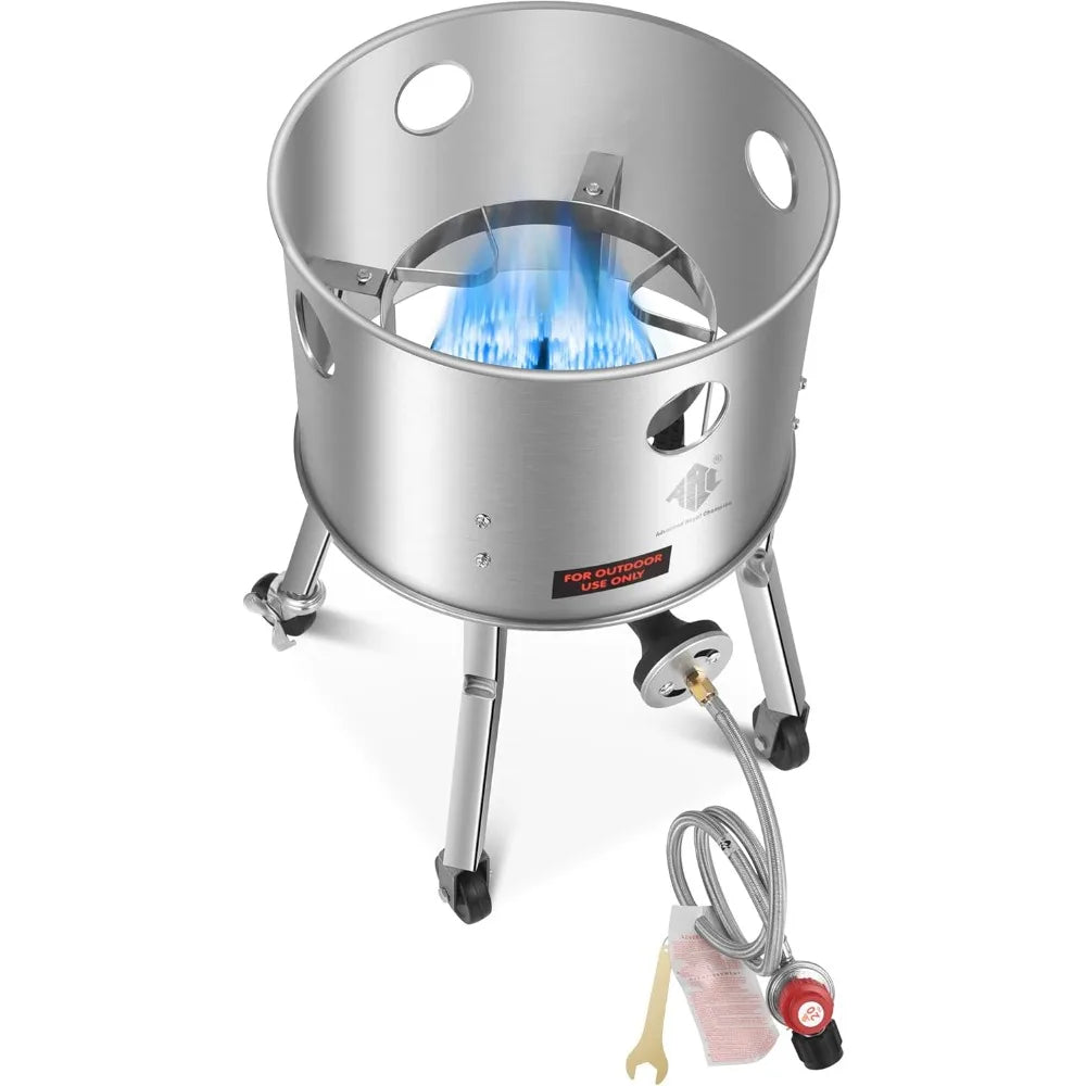 ARC Stainless Steel Propane Burner – 200,000 BTU High-Output Outdoor Stove with Wheeled Legs & 360° Windscreen