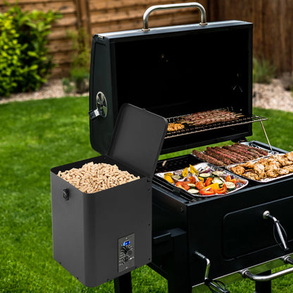 Pellet Smoker Hopper Assembly Kit – 180–450°F Precision Temperature Control with Dual-Function Wind System.