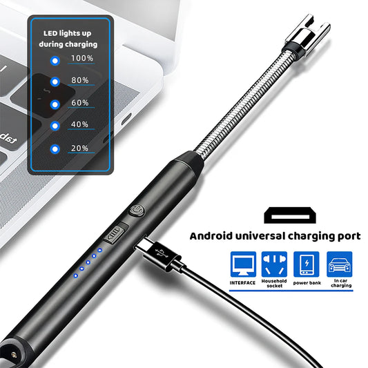 1/2/5-Piece USB Rechargeable Electric Lighter – Windproof Flameless Arc Lighter for BBQ, Kitchen, Candles & Camping