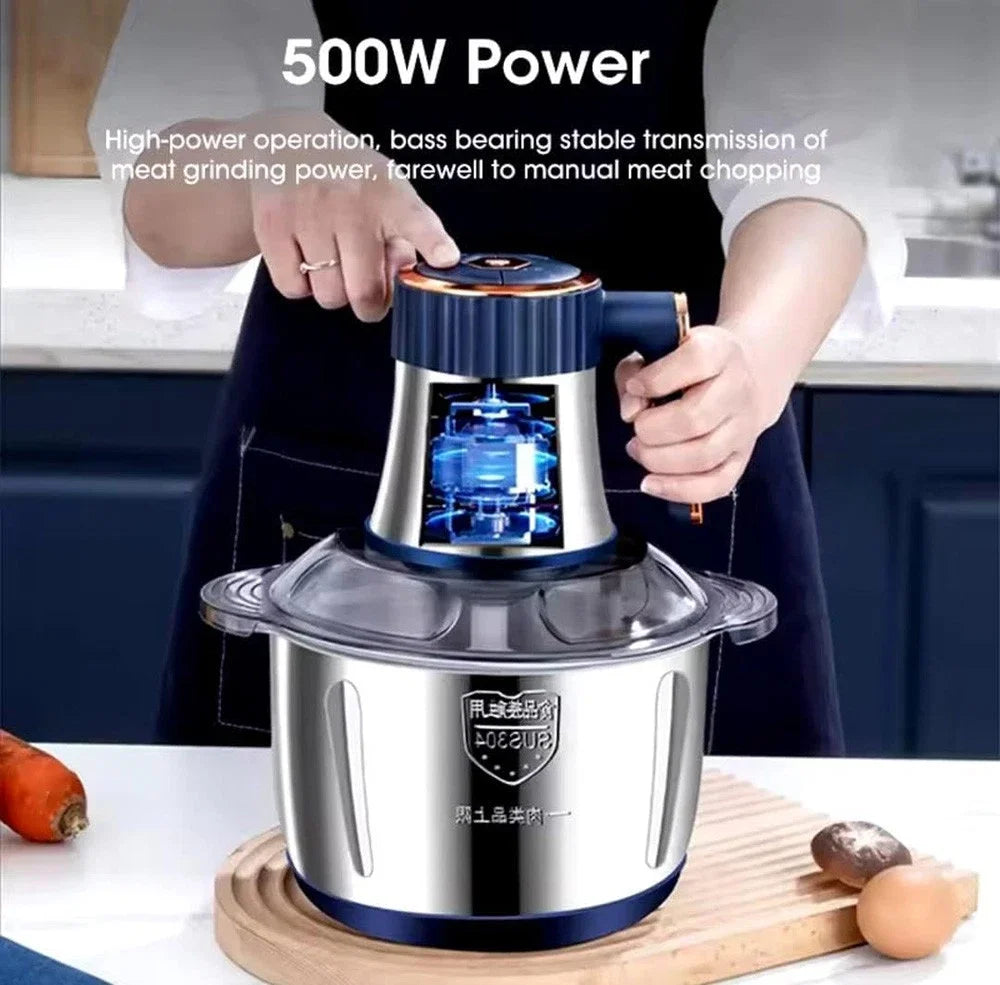 5L Electric Meat Grinder & Food Processor – 304 Stainless Steel Chopper, Vegetable Slicer & Mixer