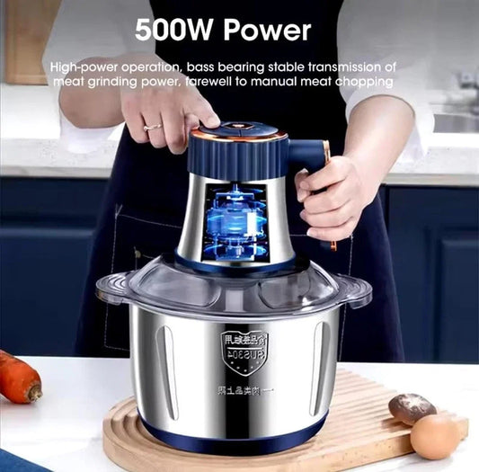 5L Electric Meat Grinder & Food Processor – 304 Stainless Steel Chopper, Vegetable Slicer & Mixer