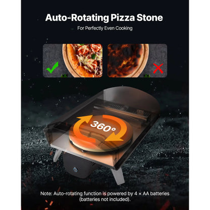 SucceBuy 12" Wood-Fired Outdoor Pizza Oven – Electric Rotation with Built-In Thermometer.