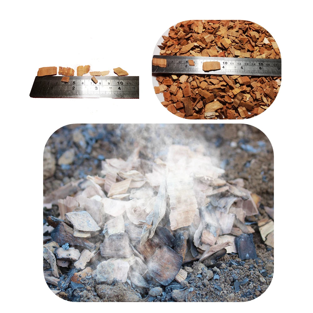 500g BBQ Smoking Wood Chips Food Smoker, Smoked Cocktails Barbecue Fruit Tree Sawdust Smoked Wood Block 0.5-3cm
