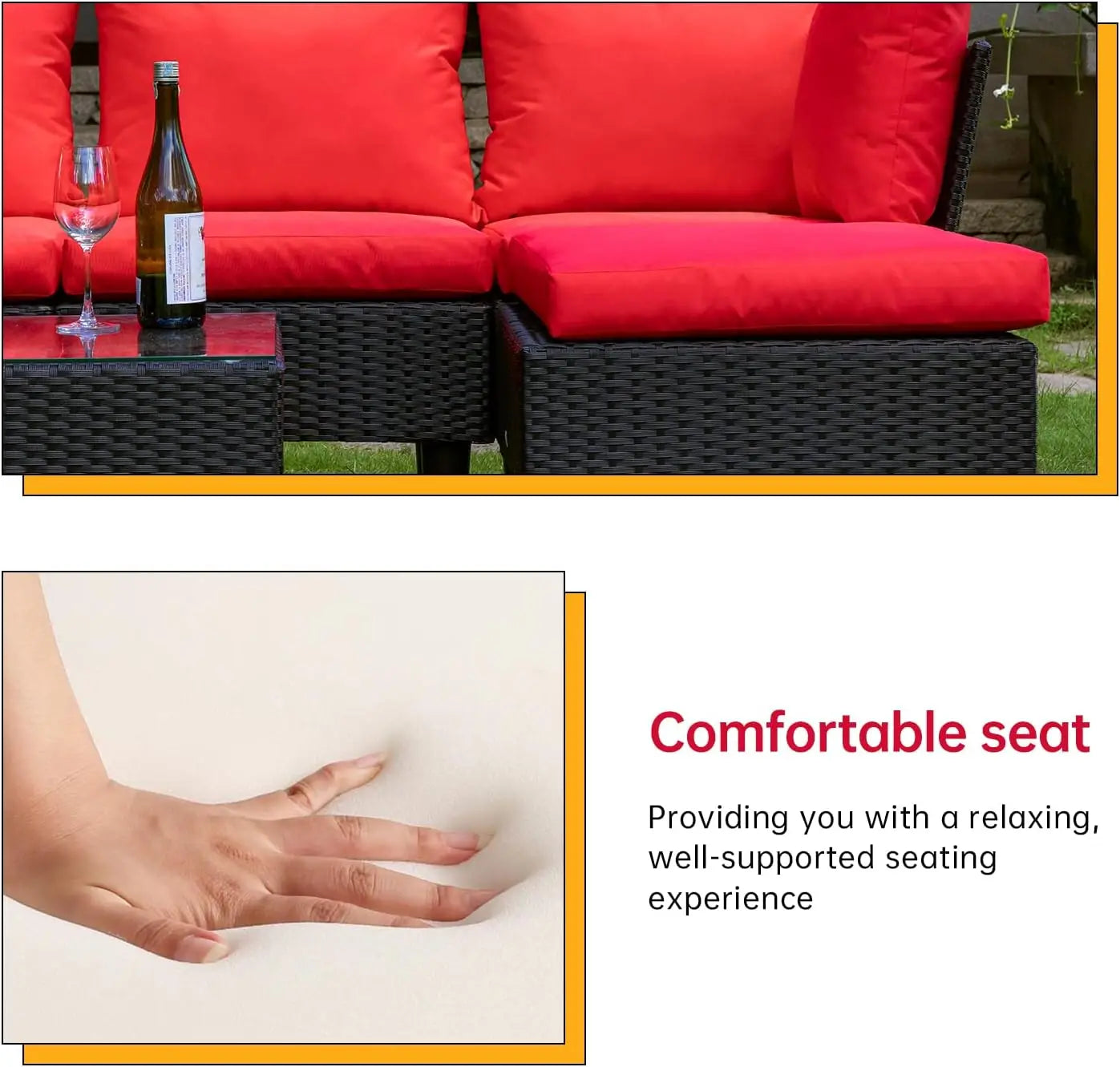 5-Piece Outdoor Patio Furniture Set – Wicker Rattan Sectional Sofa & Chairs for Backyard & Porch