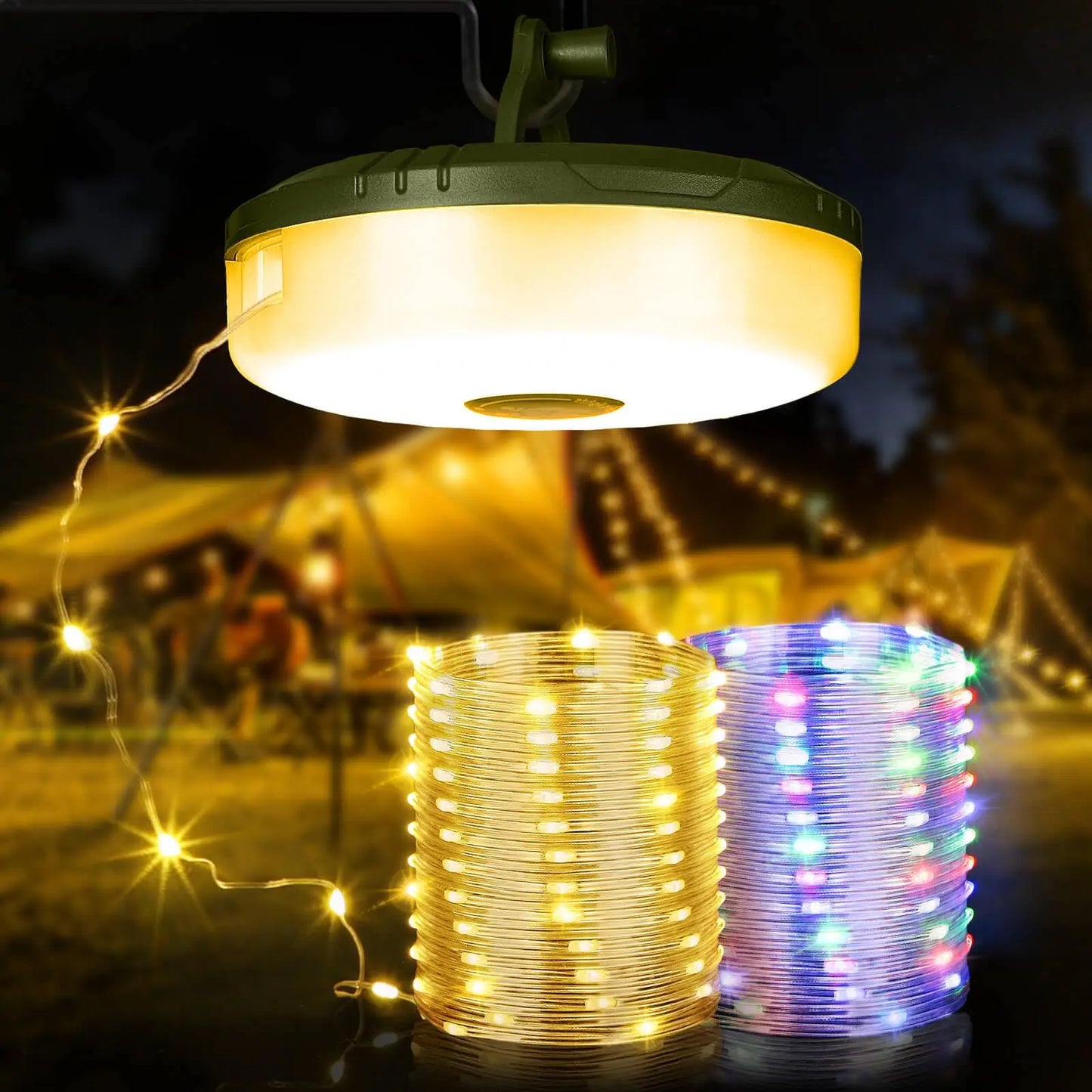 10m Retractable LED String Lights – RGB & Warm White, Rechargeable Portable Lantern for Indoor & Outdoor Use