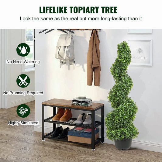 24/36/48in high Decorative Plants Green Plastic PE 1/2pcs Artificial Boxwood Tower Topiary Spiral Artificial Plant.