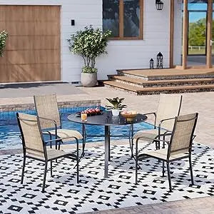 All-Weather Rattan Patio Dining Set with 60" Wood Tabletop, Cushions & Umbrella Hole (5/7/9-Piece)