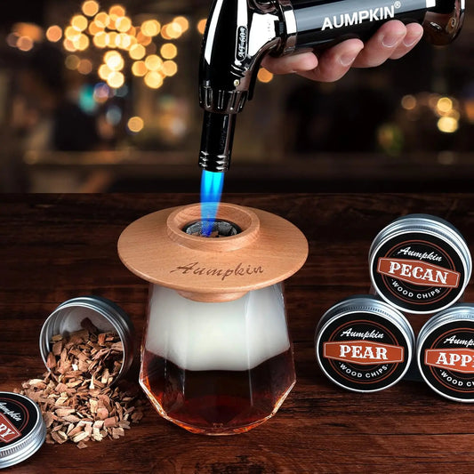 Cocktail Smoker Kit with Torch - 6 Flavors Wood Chips, Whiskey Infuser for Drinks & Food, Gift for Men & Dads