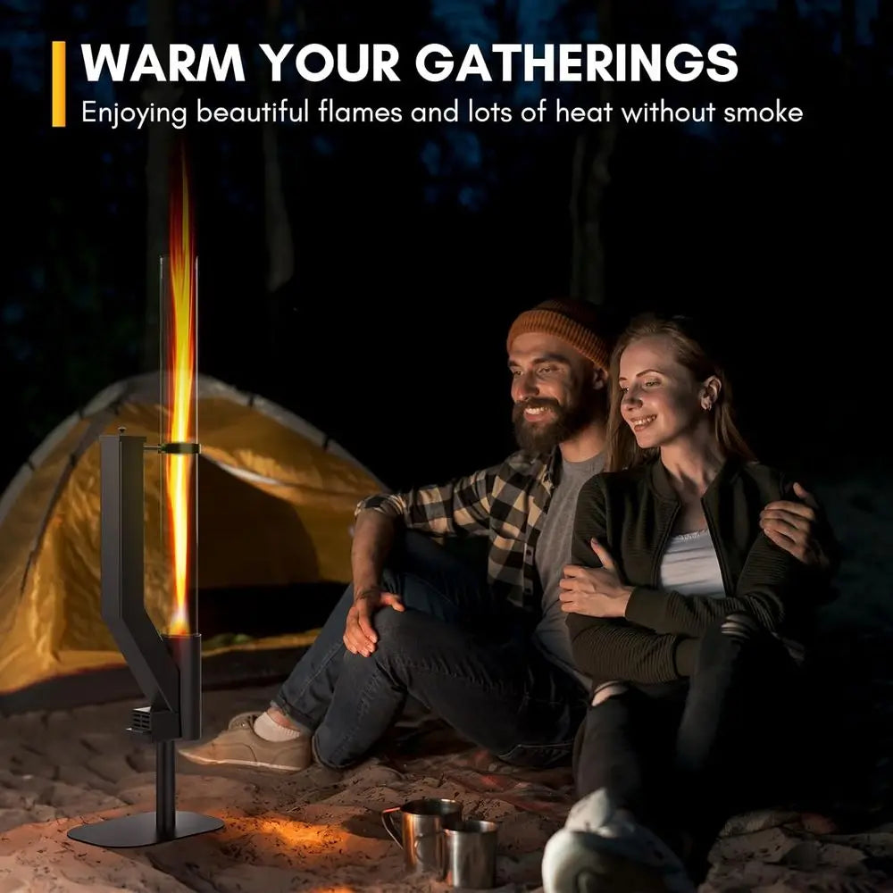 58" Outdoor Wood Pellet Patio Heater – Smoke-Free Fireplace for Backyard & Camping