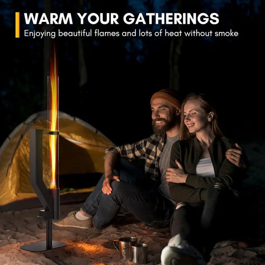 58" Outdoor Wood Pellet Patio Heater – Smoke-Free Fireplace for Backyard & Camping