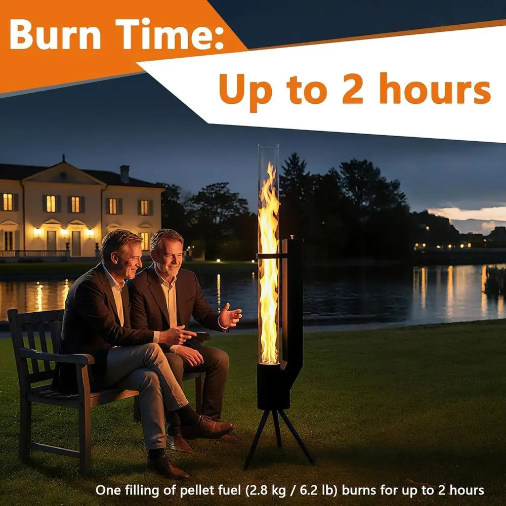 58" Portable Outdoor Wood Pellet Heater - For Patio, Garden, Beach, RV, and Outdoor Dining (Black)