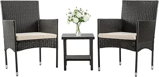 5-Piece Outdoor Patio Furniture Set – Wicker Rattan Sectional Sofa & Chairs for Backyard & Porch
