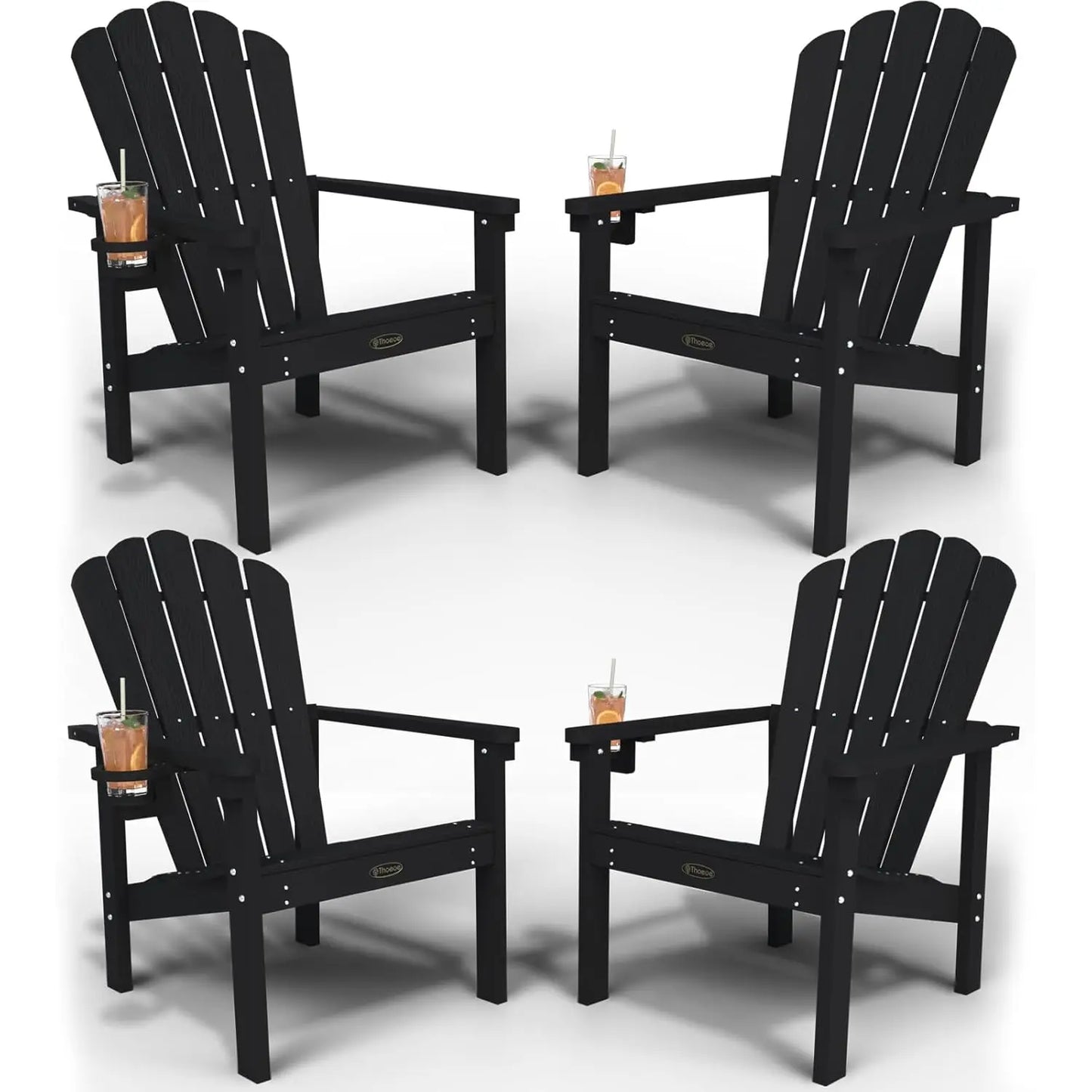 Set of 4 Stackable Adirondack Chairs – HDPE All-Weather Outdoor Chairs, Durable & Space-Saving