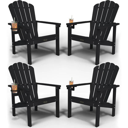 Set of 4 Stackable Adirondack Chairs – HDPE All-Weather Outdoor Chairs, Durable & Space-Saving