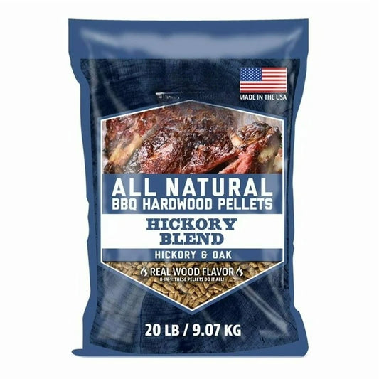 100% All-Natural Hardwood Hickory Blend BBQ Grilling Pellets, 20 Pound Bag