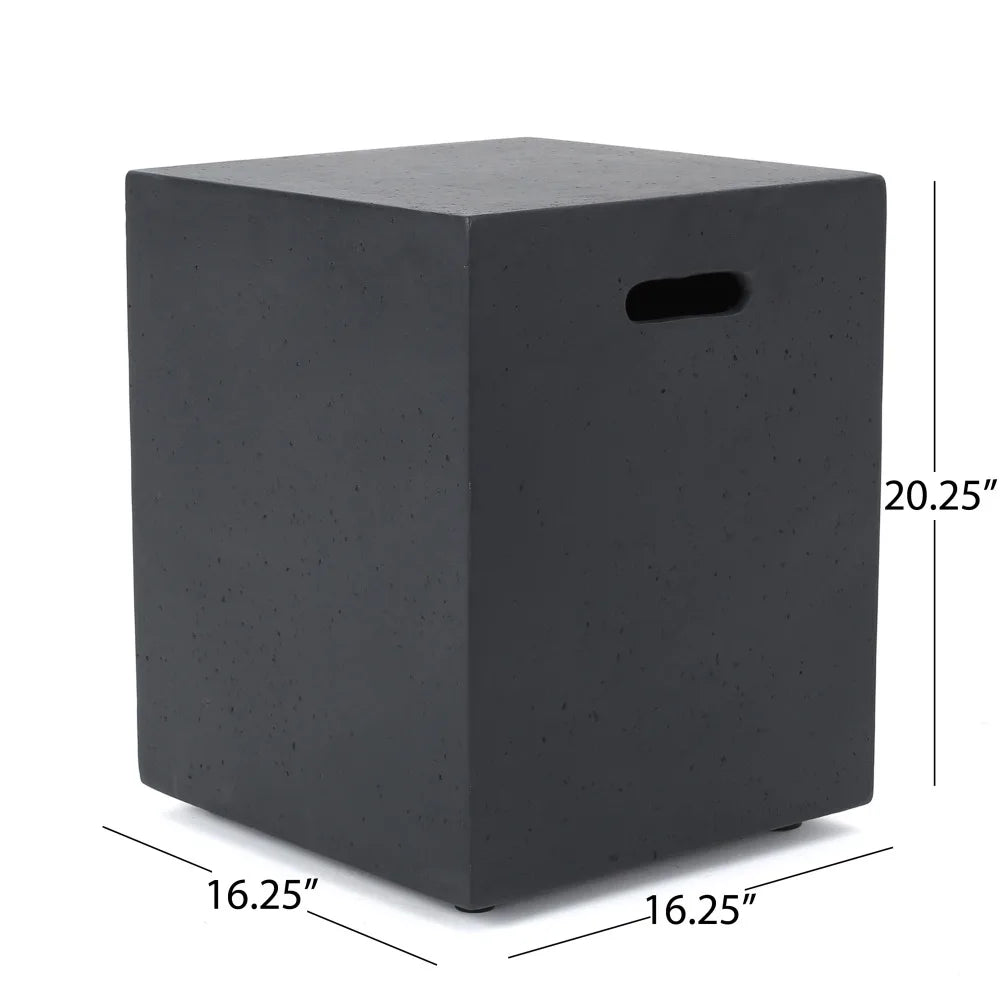 M138 Round Outdoor Concrete Propane Fire Pit-Modern Light Grey for Patio- Garden and Backyard. No Assembly Needed for Camping