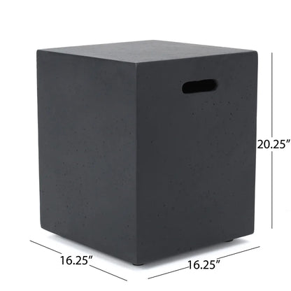 M138 Round Outdoor Concrete Propane Fire Pit-Modern Light Grey for Patio- Garden and Backyard. No Assembly Needed for Camping