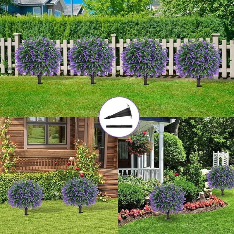 2PCS Outdoor Artificial Topiary Ball Trees UV Resistant Faux Bushes Potted Plants Door Porch Decoration Artificial Ball Trees