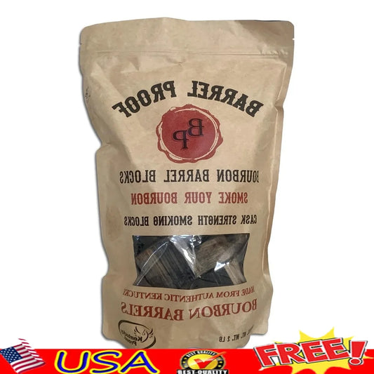 Bourbon Barrel Wood Chunks Smoker Chips- Grilling Authentic Kentucky Flavor Eco-Friendly Charcoal BBQ Accessories 2lbs