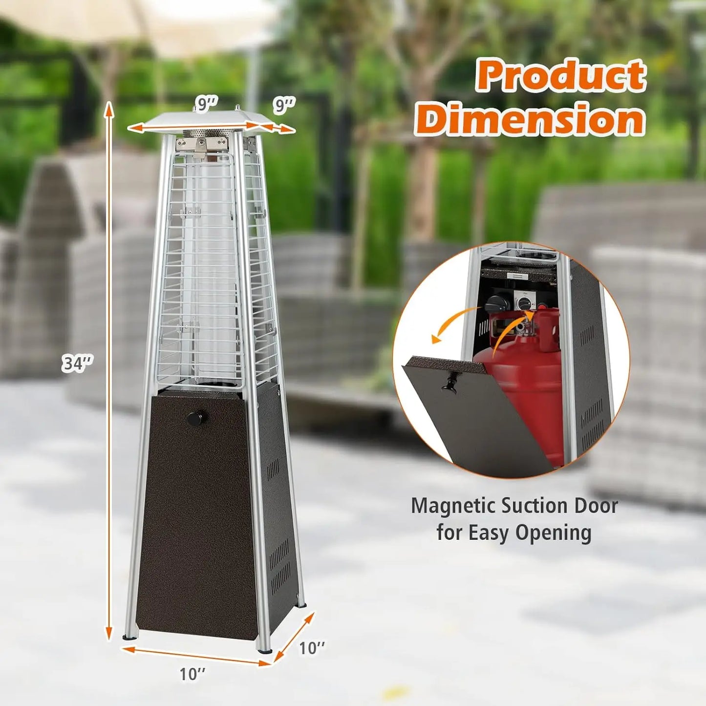 Portable Outdoor Tabletop Heater, 10,000 BTU with Tip-Over Protection for Patio Deck Porch
