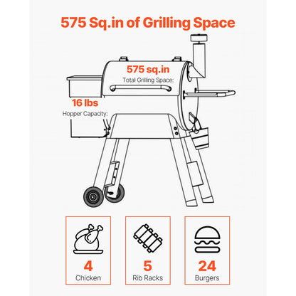 SucceBuy Wood Pellet Grill Smoker with Wi-Fi App Control, LCD Screen Controller & Outdoor BBQ Cooking
