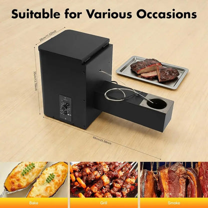 250W Adjustable Electric Wood Pellet Smoker Grill Hopper Assembly Kit – 180–450°F Dual-Function Wind Control for BBQ, Smoking